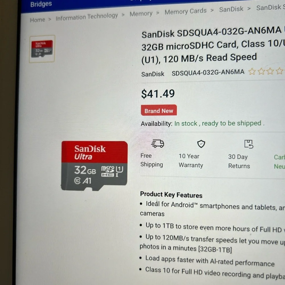 Scan Disk ultra 32gb micro SDHC IHS-I